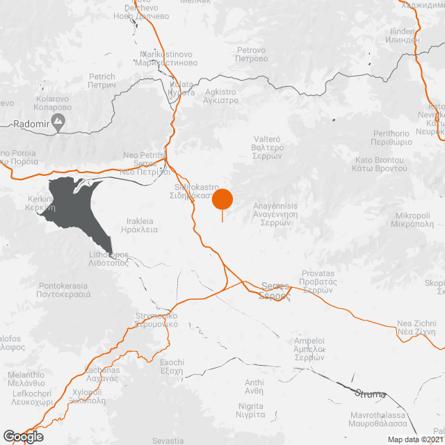 Solid waste treatment plant, recycling & composting, Serres Prefecture map