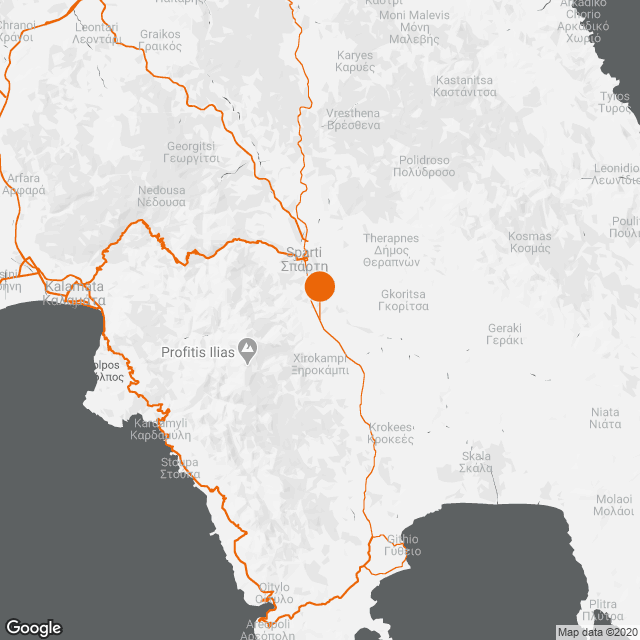 Finishing works for the detour of the city of Sparta, section Skoura-Pyri map