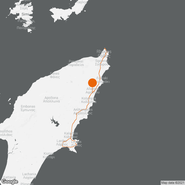 Construction of new bridge on national road Rhodes – Lindos map